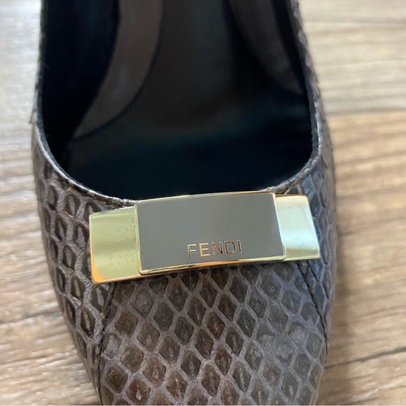 NWB FENDI Rare Vintage Snakeskin Thin Kitten Heel Formal Shoes - Picture 6 of 10